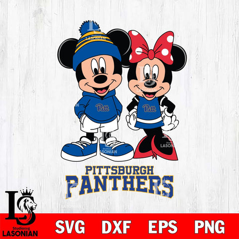 Pittsburgh Panthers Mickey Minnie Mouse Cute Football Svg Eps Dxf Png File, NCAA svg , File Cut , Digital Download , Instant Download, Cut Svg Files