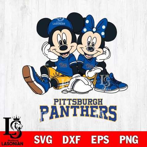 Pittsburgh Panthers Mickey Minnie Mouse Football Sit Svg Eps Dxf Png File, NCAA svg , File Cut , Digital Download , Instant Download, Cut Svg Files