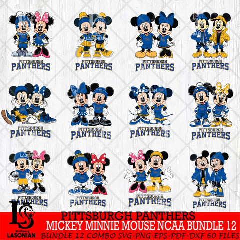 Pittsburgh Panthers Mickey Minnie Mouse NCAA Bundle 12 Svg Eps Dxf Png File, Bundle NCAA svg , File Cut , Digital Download , Instant Download, Cut Svg Files