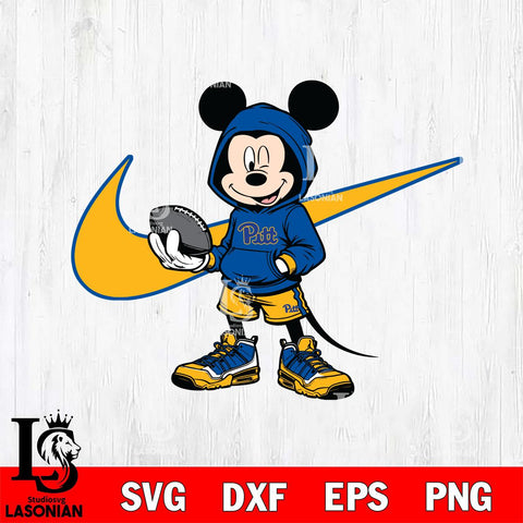 Pittsburgh Panthers Mickey Wearing Hoodie Sport Svg Eps Dxf Png File, NCAA svg, Digital Download, Instant Download