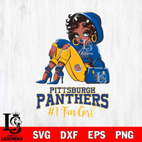 Pittsburgh Panthers #1 beauty Black Fan Girl, Svg Eps Dxf Png File, Digital Download