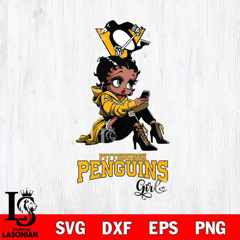 Pittsburgh Penguins Beauty Black Fan Girl Football, Svg Eps Dxf Png File, Digital Download