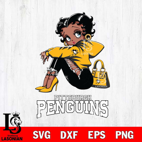 Pittsburgh Penguins Betty Boop Black Fan Girl Svg Eps Dxf Png File, Digital Download, Instant Download