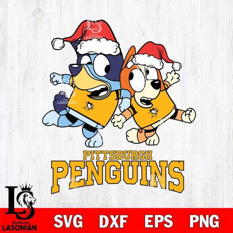 Pittsburgh Penguins Bluey Christmas Holiday Svg Eps Dxf Png File, Digital Download