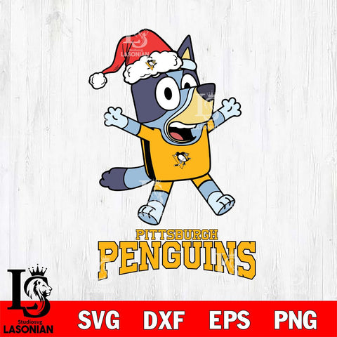 Pittsburgh Penguins Bluey Happy Christmas Svg Eps Dxf Png File, Digital Download