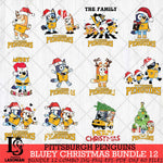 Pittsburgh Penguins Bluey Happy Christmas Bundle 12 Svg Eps Dxf Png File, Digital Download