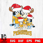 Pittsburgh Penguins Christmas Bluey Santa Family Svg, Christmas Svg , NHL svg , Digital Download, dxf eps png pdf file