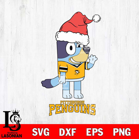 Pittsburgh Penguins Christmas Bluey Say Hi Svg, Christmas Svg , NHL svg , Digital Download, dxf eps png pdf file