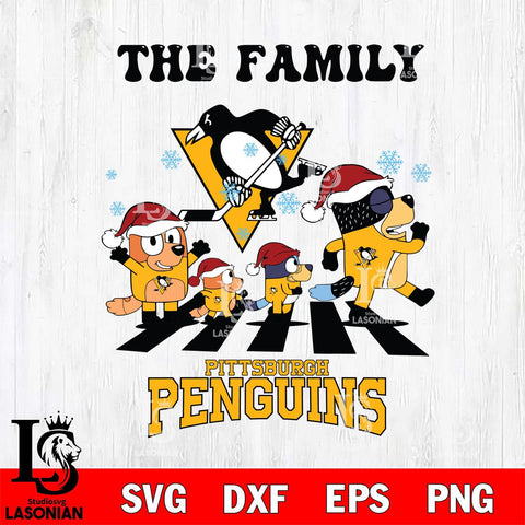 Pittsburgh Penguins Family Bluey Christmas Svg Eps Dxf Png File, Digital Download