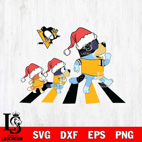 Pittsburgh Penguins Family Bluey Walking Christmas Svg Eps Dxf Png File, Digital Download, Instant Download