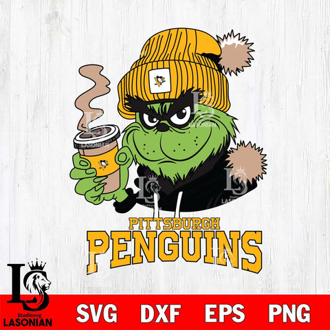 Pittsburgh Penguins Grinch Cofffe Hoodie Cut Files, Cricut,Christmas Svg Dxf Eps Png file , Digital Download