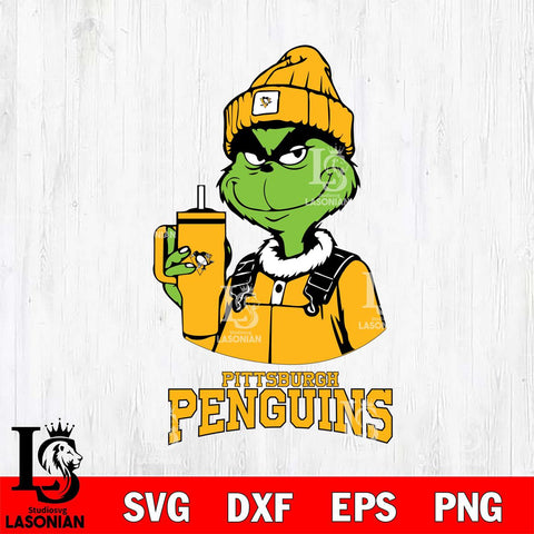 Pittsburgh Penguins Grinch Football Christmas Cut Files, Cricut,Christmas Svg Dxf Eps Png file , Digital Download