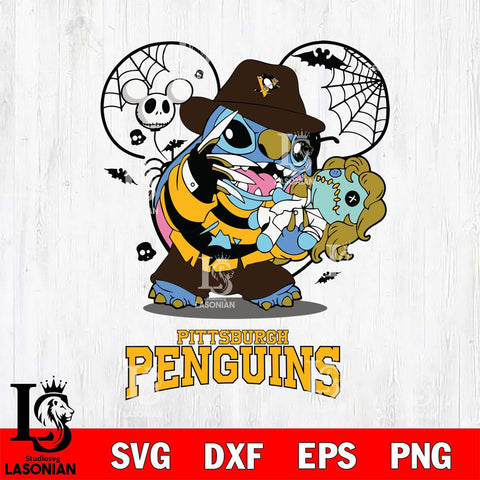 Pittsburgh Penguins Stitch Freddy Krueger Halloween Svg Eps Dxf Png File, Digital Download, Instant Download