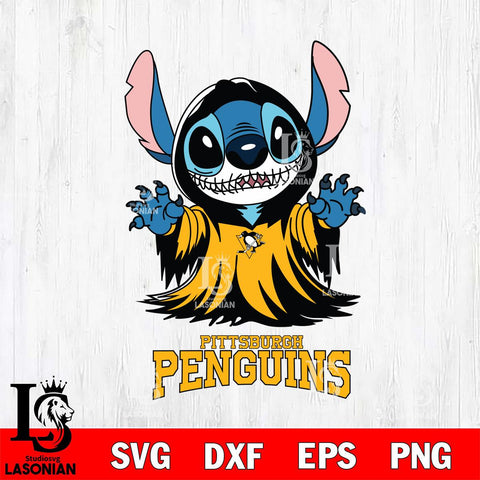 Pittsburgh Penguins Stitch Ghost Svg Eps Dxf Png File, NHL svg, Digital Download, Instant Download