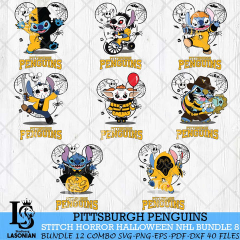 Pittsburgh Penguins Stitch Halloween Bundle 8 SVG Svg Eps Dxf Png File, Digital Download, Instant Download