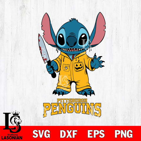 Pittsburgh Penguins Stitch Horror 2 Svg Eps Dxf Png File, NHL svg, Digital Download, Instant Download