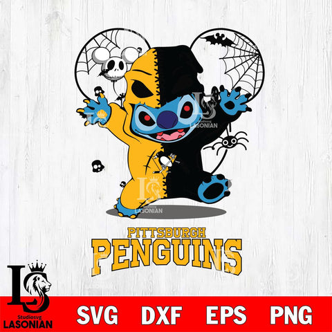 Pittsburgh Penguins Stitch Horror Halloween 2 Svg Eps Dxf Png File, Digital Download, Instant Download