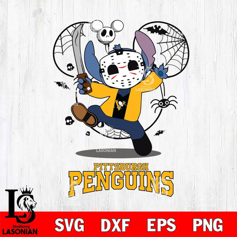 Pittsburgh Penguins Stitch jason voorhees Halloween Svg Eps Dxf Png File, Digital Download, Instant Download