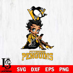 Pittsburgh Penguins Style Black Fan Girl Betty Boop, Svg Eps Dxf Png File, Digital Download