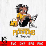 Pittsburgh Penguins #1 Black Fan Girl Betty Boop, Svg Eps Dxf Png File, Digital Download