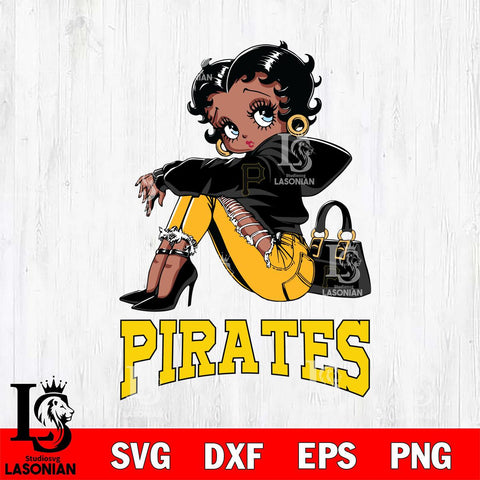 Pittsburgh Pirates Betty Boop Black Fan Girl Svg Eps Dxf Png File, Digital Download, Instant Download