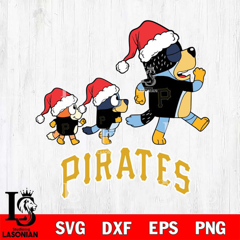 Pittsburgh Pirates Bluey Family Christmas Svg Eps Dxf Png File, Digital Download