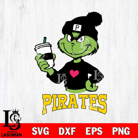 Pittsburgh Pirates Boujee Grinch Heart Christmas Cut Files Cricut, Svg Dxf Eps Png file , Silhouette