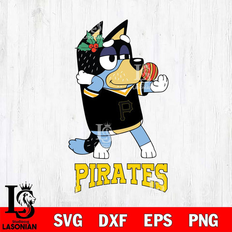 Pittsburgh Pirates Christmas Bluey Bandit Heeler Cricut , Christmas Svg , Bluey svg , Digital Download, dxf eps png pdf file