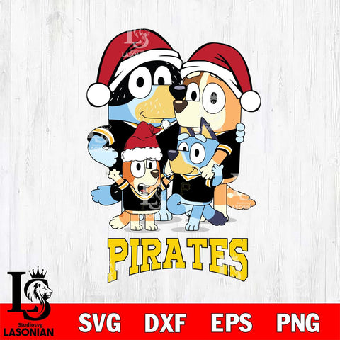 Pittsburgh Pirates Christmas Bluey Family Sport Cricut , Christmas Svg , Bluey svg , Digital Download, dxf eps png pdf file