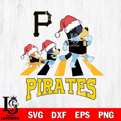 Pittsburgh Pirates Christmas Family Bluey Walking Cricut , Christmas Svg , Bluey svg , Digital Download, dxf eps png pdf file