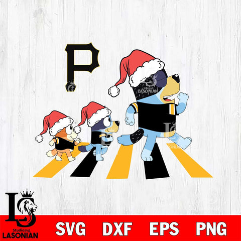 Pittsburgh Pirates Family Bluey Walking Christmas Svg Eps Dxf Png File, Digital Download, Instant Download