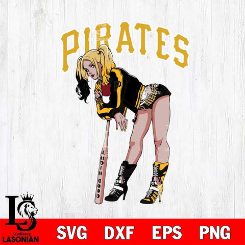 Pittsburgh Pirates Fan Girl Harley Quinn MLB Svg Eps Dxf Png File, Digital Download, Instant Download