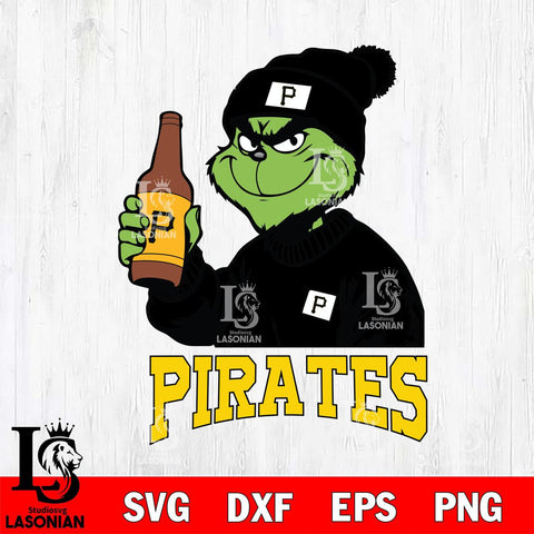 Pittsburgh Pirates Grinch Drinking Beer Christmas Cut Files Cricut, Svg Dxf Eps Png file , Silhouette