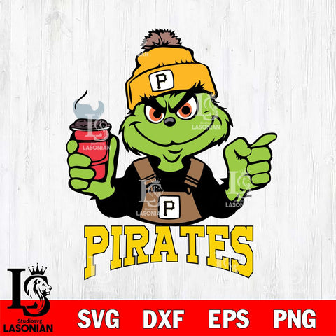 Pittsburgh Pirates Grinch with coffee Svg Eps Dxf Png File, Digital Download, Instant Download