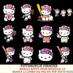 Pittsburgh Pirates Hello Kitty Pink Bundle 12 SVG Svg Eps Dxf Png File, MLB svg, Digital Download, Instant Download