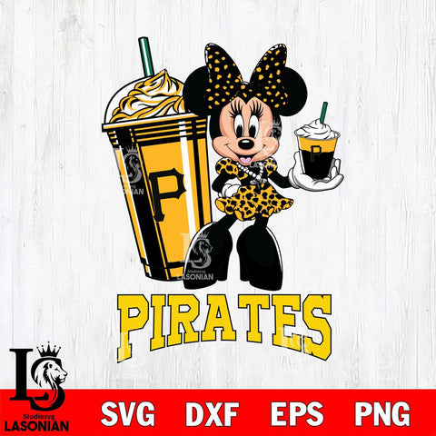 Pittsburgh Pirates Minnie Mouse Fan And Coffee Svg Eps Dxf Png File, Digital Download, Instant Download