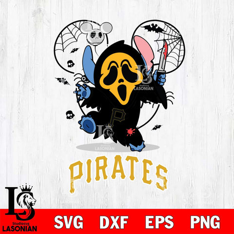 Pittsburgh Pirates Stitch Ghost Face Halloween 2 Svg Eps Dxf Png File, Digital Download, Instant Download