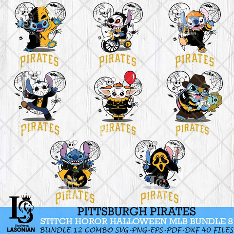 Pittsburgh Pirates Stitch Halloween Bundle MLB Svg Eps Dxf Png File, Digital Download, Instant Download