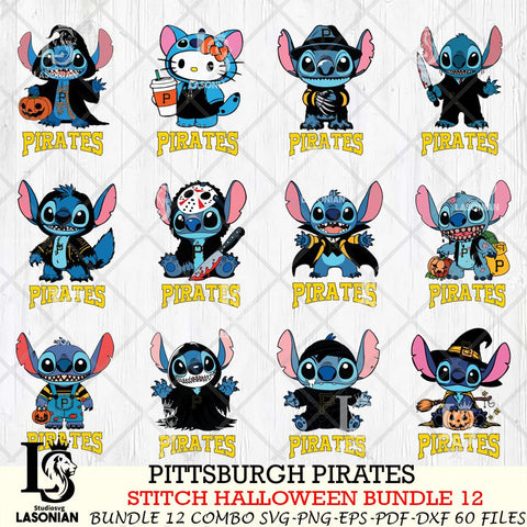 Pittsburgh Pirates Stitch Horror Bundle 12 SVG Svg Eps Dxf Png File, MLB svg, Digital Download, Instant Download