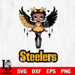 Pittsburgh Steelers Anglel Black Fan Girl Betty Boop Svg Eps Dxf Png File, Digital Download, Instant Download