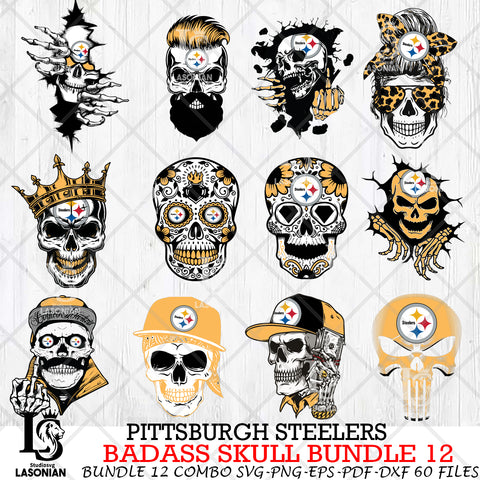 Pittsburgh Steelers Badass Skull Bundle SVG