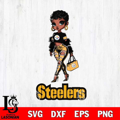 Pittsburgh Steelers Beautiful Black Fan Girl Svg Eps Dxf Png File, Digital Download, Instant Download