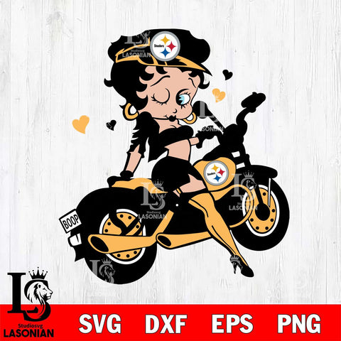 Pittsburgh Steelers Betty Boop And Badass Motor Svg Eps Dxf Png File, Digital Download, Instant Download