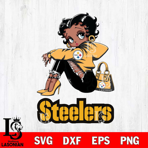 Pittsburgh Steelers Betty Boop Black Fan Girl Svg Eps Dxf Png File, Digital Download, Instant Download