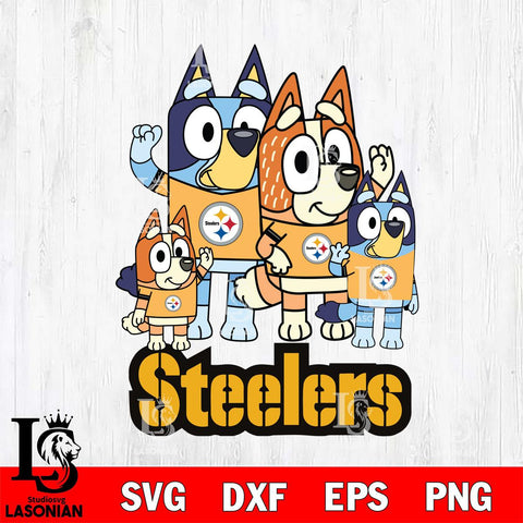 Pittsburgh Steelers Bluey & Bingo 7 Svg Eps Dxf Png File, NFL svg, Digital Download, Instant Download