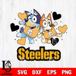 Pittsburgh Steelers Bluey Chilli Heart NFL Svg Eps Dxf Png File, Digital Download, Instant Download