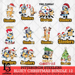 Pittsburgh Steelers Bluey Christmas Holiday Bundle 12 Svg Eps Dxf Png File, Digital Download