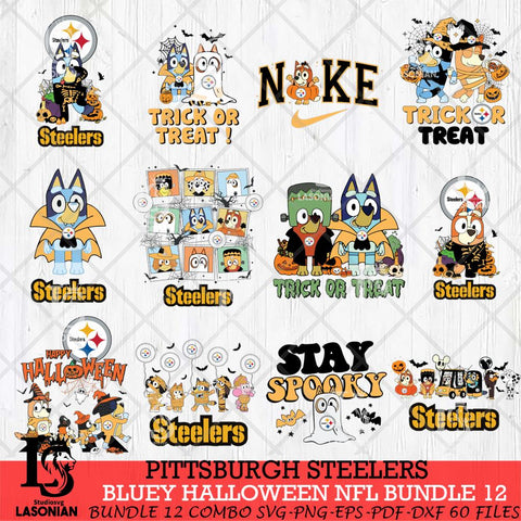 Pittsburgh Steelers Bluey Halloween 12 SVG Svg Eps Dxf Png File, Digital Download, Instant Download