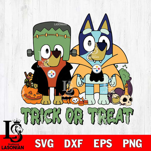 Pittsburgh Steelers Bluey Halloween Trick or Treat Svg Eps Dxf Png File, Digital Download, Instant Download