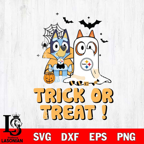 Pittsburgh Steelers Bluey Trick or Treat Halloween Svg Eps Dxf Png File, Digital Download, Instant Download